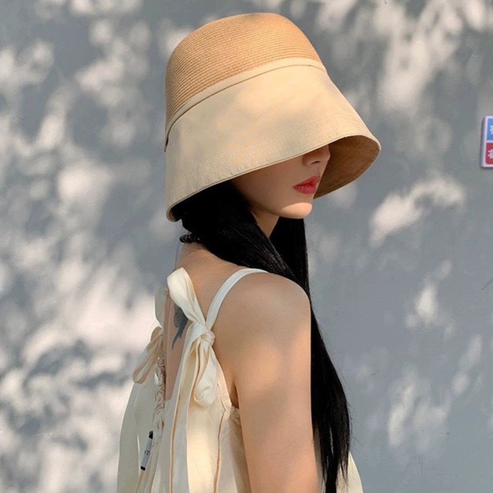 Bucket Hat Straw - Cappello da Sole Pieghevole, Cappello a